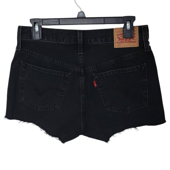 Levi's 501 Original Cutoff Shorts Black High Rise Size 28 Button Fly Festival - Picture 2 of 12